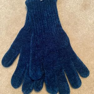 NWT & Vintage Deep Royal Blue Chenille Gloves, long length